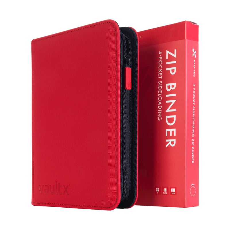 Vault X 4 Pocket Trading Card Zip Binder, 160 cards, Premium Exo-Tec Album Material, 20 Side-Loading Pages, Folder for Collectible Card Games, Sports, TCG (Red) - Image 1