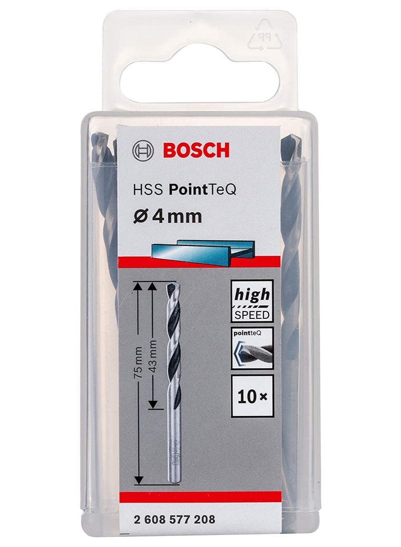 بوش مجموعة ريش حفر من Bosch PointTeQ – عدد 10 قطع – مقاس 4 مم – حفر سريع للمعادن بطرف ذاتي التمركز – متوافقة مع جميع أنواع المثاقب  - Image 1