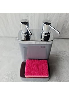 Primanova Primanova Viva 2-Li Liquid Soap Dispenser, with Sponge, 0, 3 L and 0, 6 Litre Volume, 12.5 x 13.5 x 22 cm, Grey (M-E10-07)  - Image 4