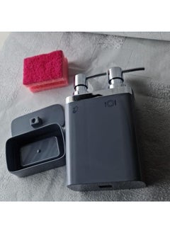 Primanova Primanova Viva 2-Li Liquid Soap Dispenser, with Sponge, 0, 3 L and 0, 6 Litre Volume, 12.5 x 13.5 x 22 cm, Grey (M-E10-07)  - Image 3