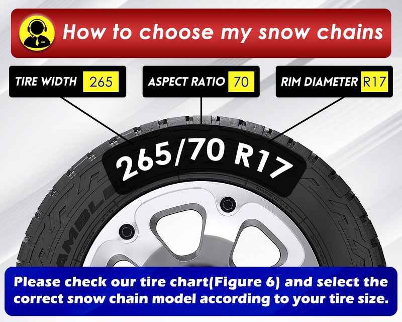AUVEBY Snow-Chains Auto Fixing 1 Min Quick Installation Tire-Chains, Heavy-Duty Emergency Tire Traction Chain for Pickup Trucks and Off-road SUV Car Tires 235 245 255 265 275 - Set of 2 (HYR-S) - Image 5