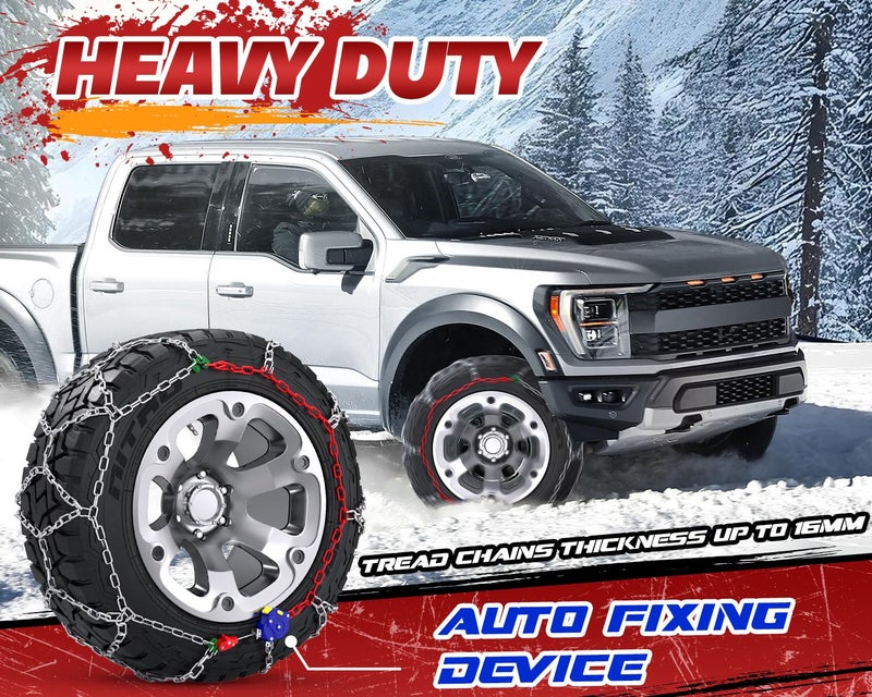 AUVEBY Snow-Chains Auto Fixing 1 Min Quick Installation Tire-Chains, Heavy-Duty Emergency Tire Traction Chain for Pickup Trucks and Off-road SUV Car Tires 235 245 255 265 275 - Set of 2 (HYR-S) - Image 2