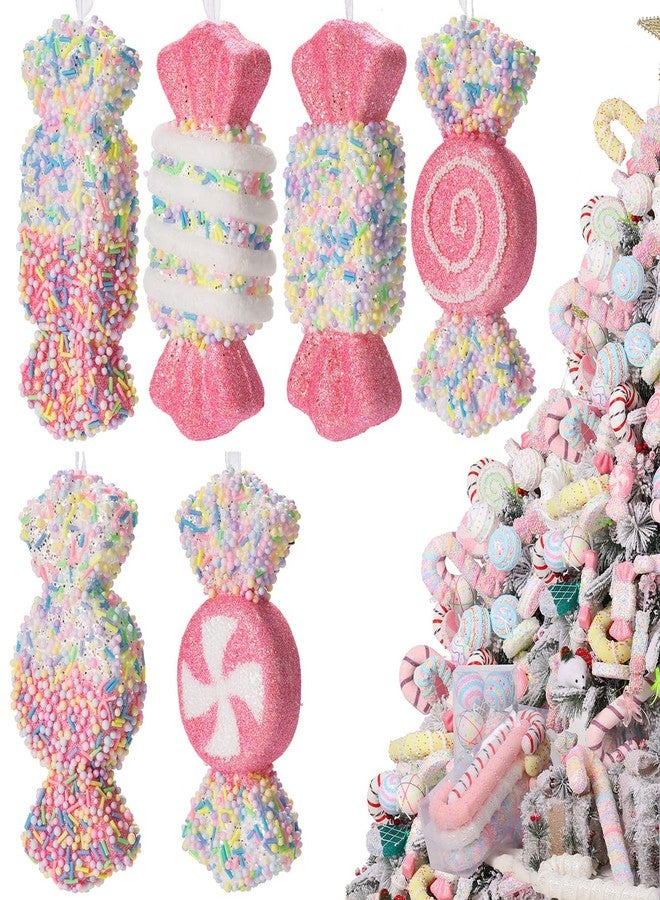 LANGXUN 6pcs Candy Land 2025 Christmas Decoration, 6inch Hanging Candy Cane Christmas Tree Décor, Christmas Decorative Hanging Ornaments Crafts, Indoor Outdoor Xmas Birthday Party Wedding Suppiles - Image 1