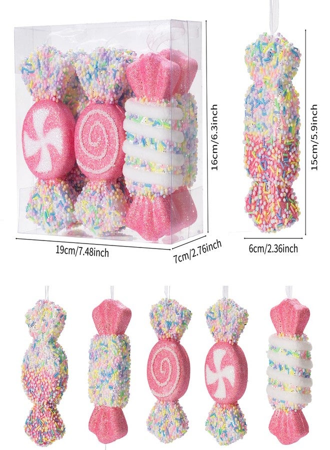 LANGXUN 6pcs Candy Land 2025 Christmas Decoration, 6inch Hanging Candy Cane Christmas Tree Décor, Christmas Decorative Hanging Ornaments Crafts, Indoor Outdoor Xmas Birthday Party Wedding Suppiles - Image 2