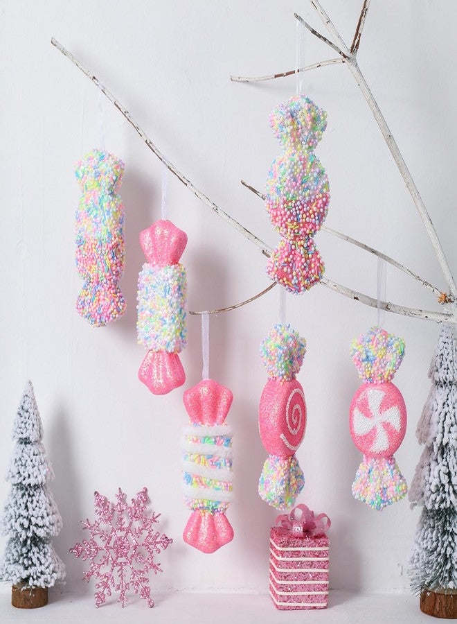 LANGXUN 6pcs Candy Land 2025 Christmas Decoration, 6inch Hanging Candy Cane Christmas Tree Décor, Christmas Decorative Hanging Ornaments Crafts, Indoor Outdoor Xmas Birthday Party Wedding Suppiles - Image 3