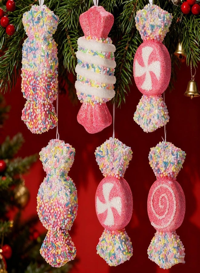 LANGXUN 6pcs Candy Land 2025 Christmas Decoration, 6inch Hanging Candy Cane Christmas Tree Décor, Christmas Decorative Hanging Ornaments Crafts, Indoor Outdoor Xmas Birthday Party Wedding Suppiles - Image 4