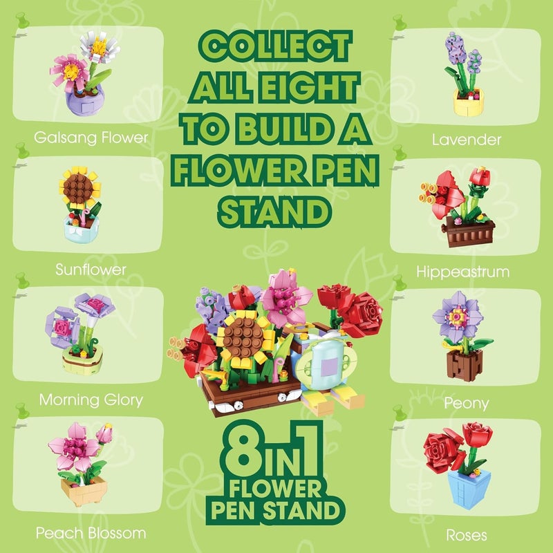 ThinkerPlace 8-in-1 Flowers Galsang Flower (94 Pieces) | Learn About Plant Kingdom | Building Block Set for Kids Age 6+ | STEM Educational Toy | Build, Collect & Create Flower Pen Stand - Image 4