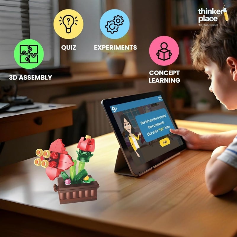 ThinkerPlace 8-in-1 Flowers Galsang Flower (94 Pieces) | Learn About Plant Kingdom | Building Block Set for Kids Age 6+ | STEM Educational Toy | Build, Collect & Create Flower Pen Stand - Image 3
