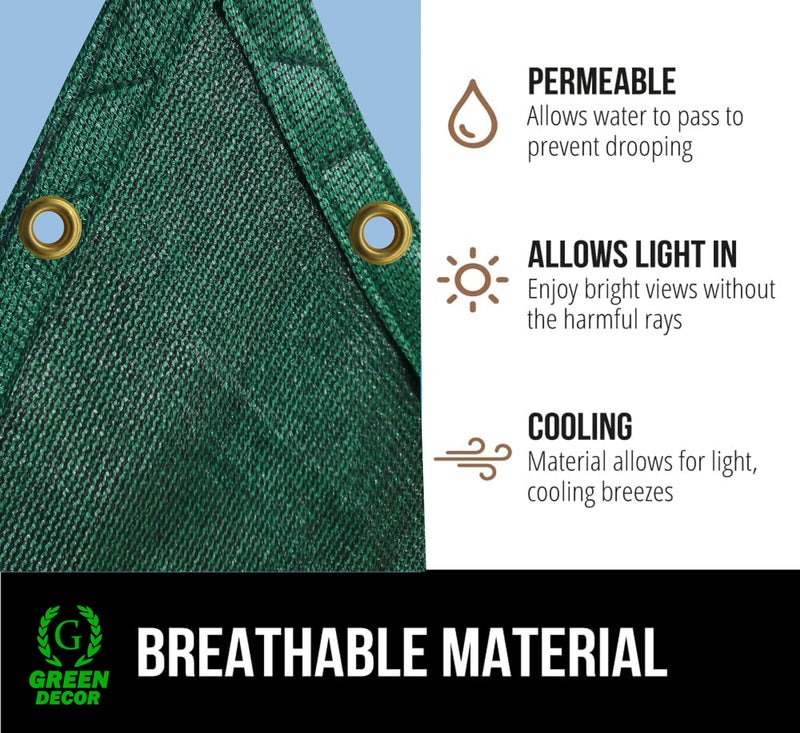 GREEN DECOR-HDPE Fabric Self Fold with SS Eyelet Sun Shade Sails 85-90% Protection from Sun & UV Rays Ideal for CarParking,Outdoor Garden,Balcony,Tent(Green Black Color, 14 X 20 Feet) Pack of 1 Pc - Image 5