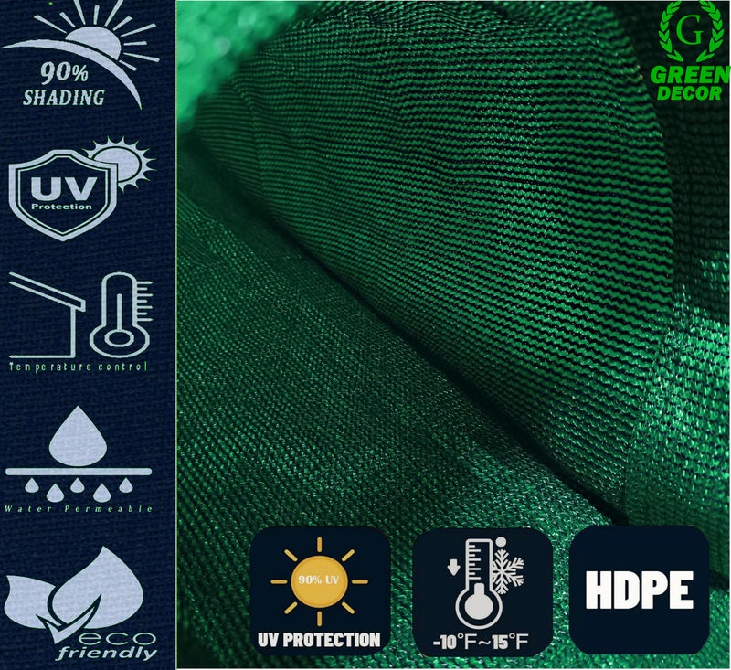GREEN DECOR-HDPE Fabric Self Fold with SS Eyelet Sun Shade Sails 85-90% Protection from Sun & UV Rays Ideal for CarParking,Outdoor Garden,Balcony,Tent(Green Black Color, 14 X 20 Feet) Pack of 1 Pc - Image 3