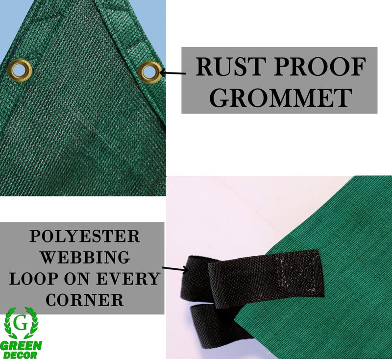 GREEN DECOR-HDPE Fabric Self Fold with SS Eyelet Sun Shade Sails 85-90% Protection from Sun & UV Rays Ideal for CarParking,Outdoor Garden,Balcony,Tent(Green Black Color, 14 X 20 Feet) Pack of 1 Pc - Image 4