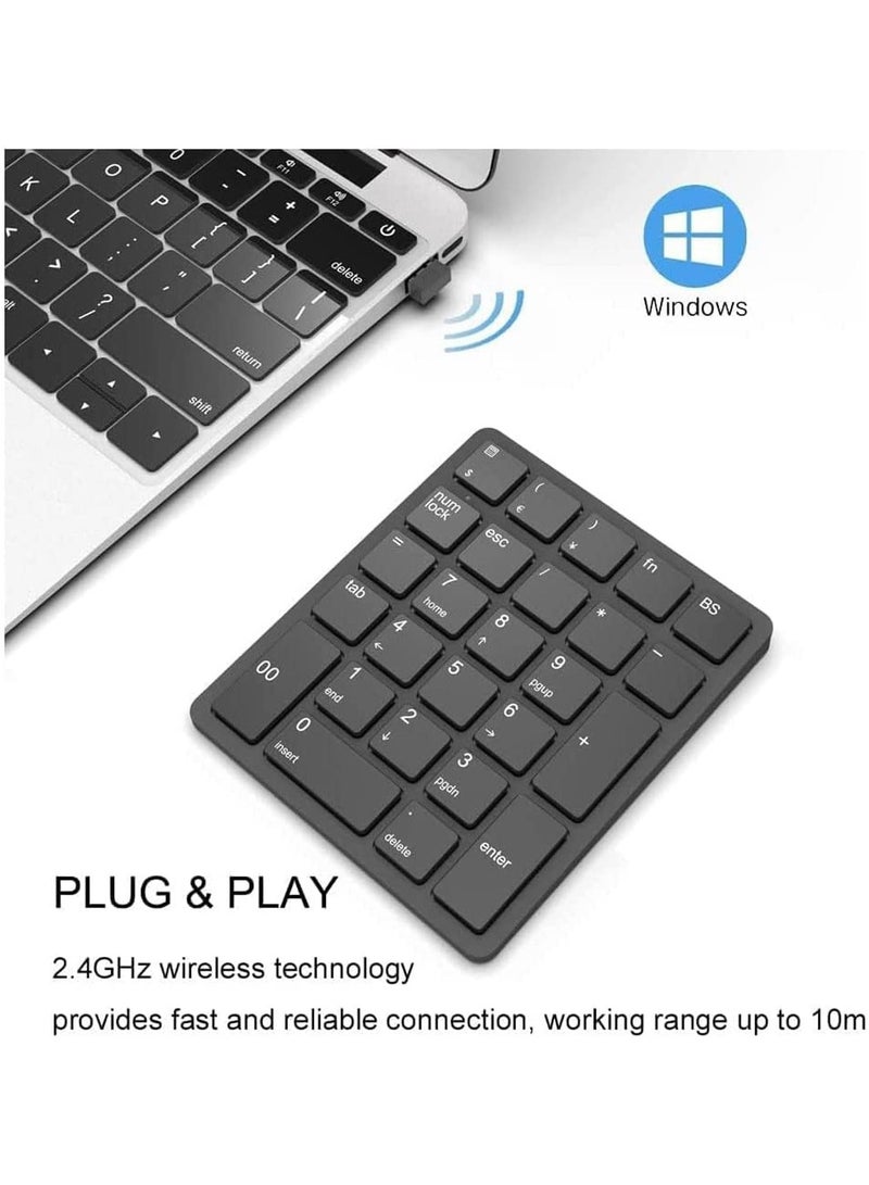 Wireless Numeric Keypad, 26-Key Bluetooth Numeric Keypad, Portable Accounting Numeric Calculator, Rechargeable Wireless Numeric Keypad for Laptop/Desktop/Surface Pro/Laptop (2.4 GHz)