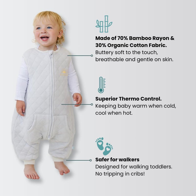 Tealbee Dreamsuit Toddler Sleep Sack with Feet - Walker Sleep Bag with Legs, Rayon made from Bamboo, All Season 1.2 TOG, 2-Way Zipper, 2T-3T - Sunshine - Image 2