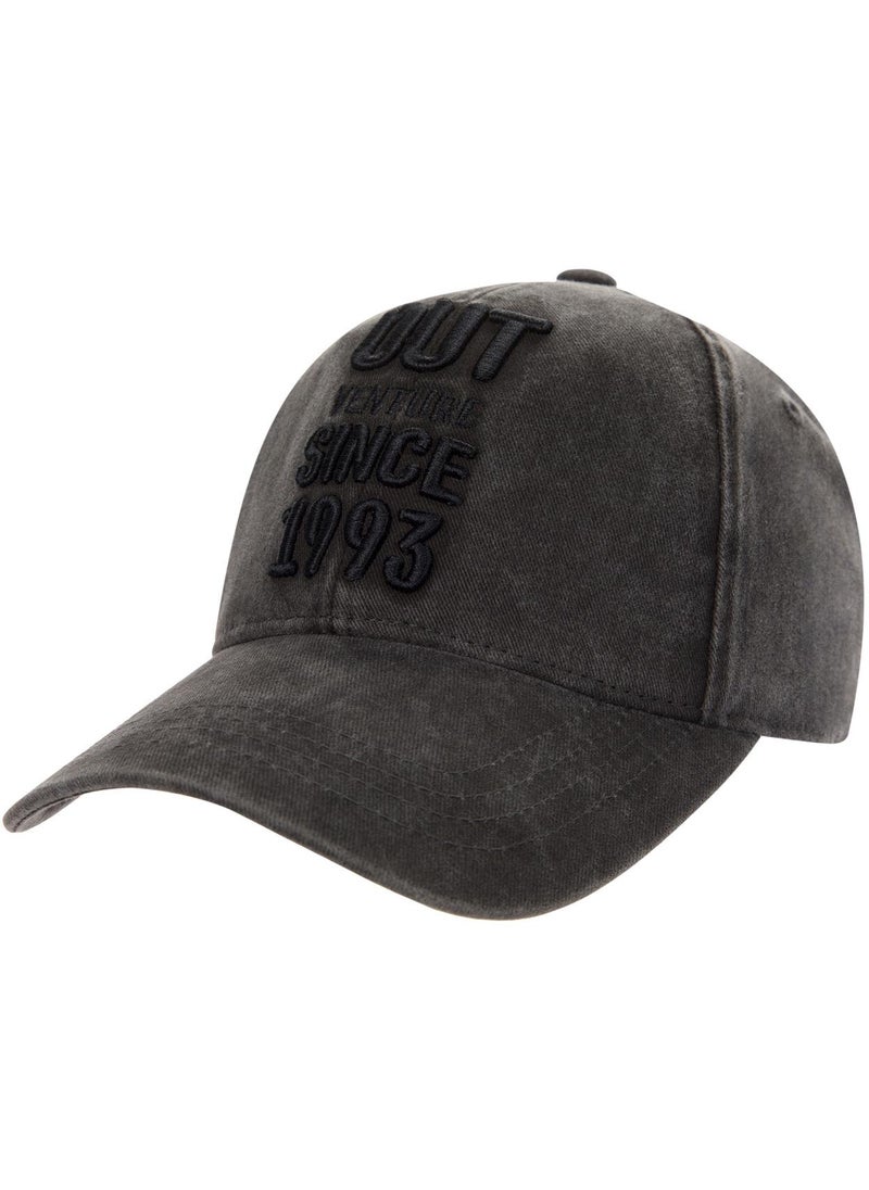 Outventure Outventure Grey/Black Baseball Cap for Men, Comfortable Cotton, Adjustable Fit, Breathable, Stylish for Outdoor Activities and Travel  - Image 1