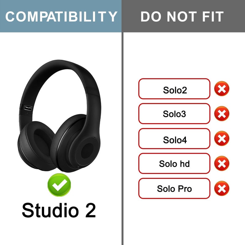 SOPROM Rubber Headband Replacement Cover for Beats Studio 2 & Studio 3 Wired &Wireless Headphones, Plastic Headstrap Pad Repair Parts Accessories (Studio2-Bright Black) - Image 2