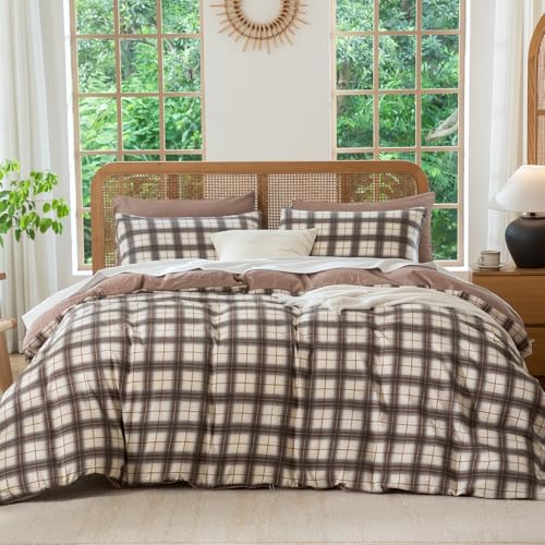 BUPIRD Buffalo Plaid Comforter Set King 3 Pieces Soft Cute Plaid Bedding Comforter Lightweight Check Geometric Style Geometric Comforter Set for All Seasons 1 Comforter and 2 Pillowcases - Image 2