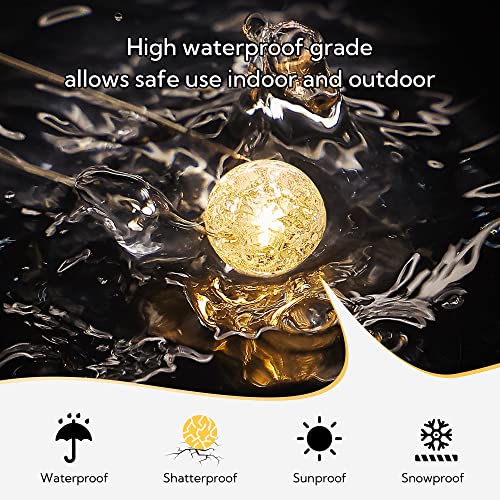 BEEWIN Globe String Lights,10FT 30 LED Decorative Christmas Lights,8 Modes Crystal Crackle Ball Lights,USB Twinkle Fairy Lights for Bedroom,Indoor,Outdoor,Classroom,Wedding,Party,Garden,Warm White - Image 3
