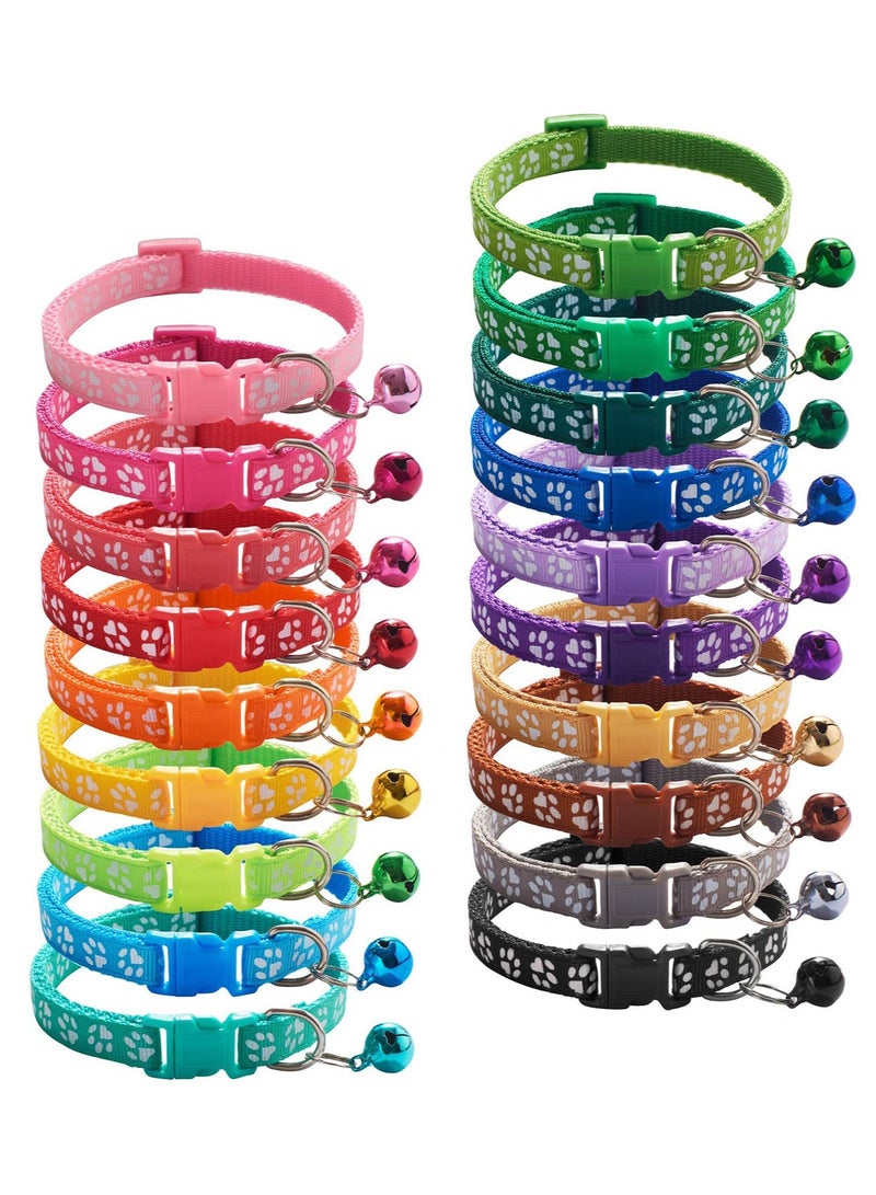 SUNSAR 19PCS Whelping Puppy ID Collars with Bell Adjustable 19-32cm, Soft Nylon Litter Identification Dog Collars for Newborn Pets - Image 1