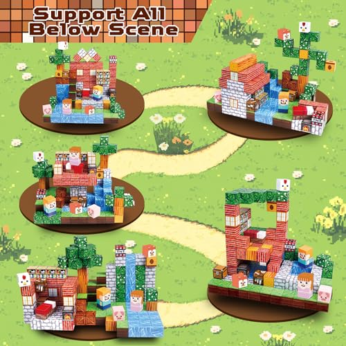 Annexfun Magnetic Blocks-150PCS Grassland Magnetic Building Blocks Set, Kids Classroom Sensory Toy for Toddlers STEM Learning, Construction Stacking Toy for Kids 3+ Boys and Girls Christmas Birthday Gifts - Image 3