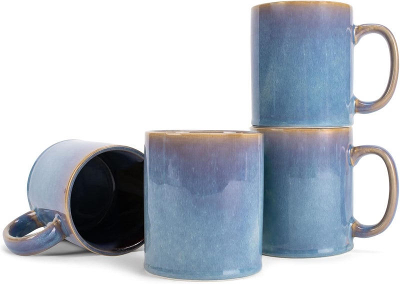 Elanze Designs Reactive 17 ounce Ceramic Straight Body Mugs Set of 4 Ocean Sunrise - Image 1