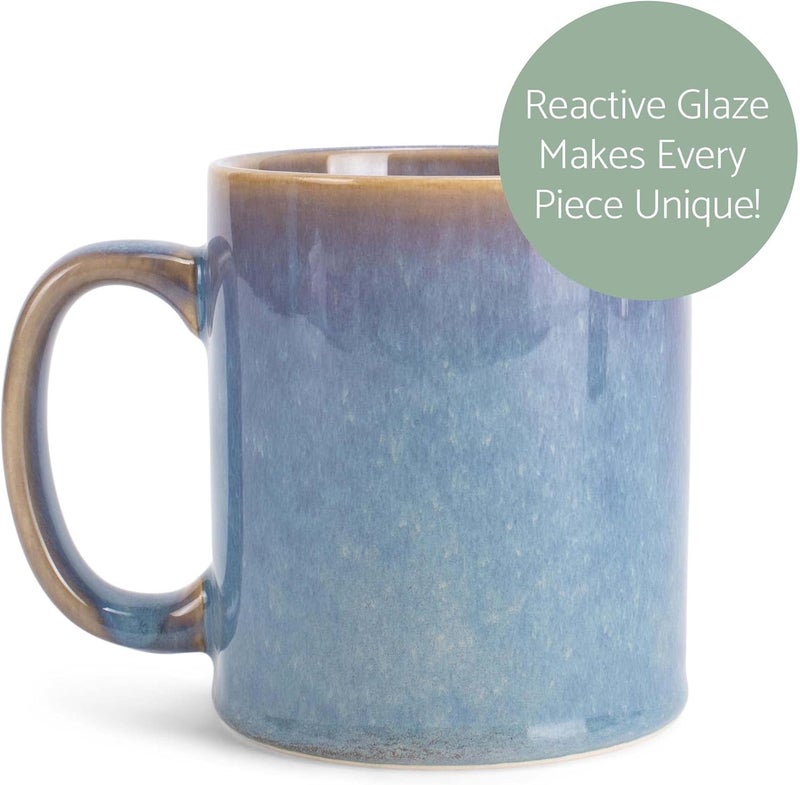 Elanze Designs Reactive 17 ounce Ceramic Straight Body Mugs Set of 4 Ocean Sunrise - Image 2