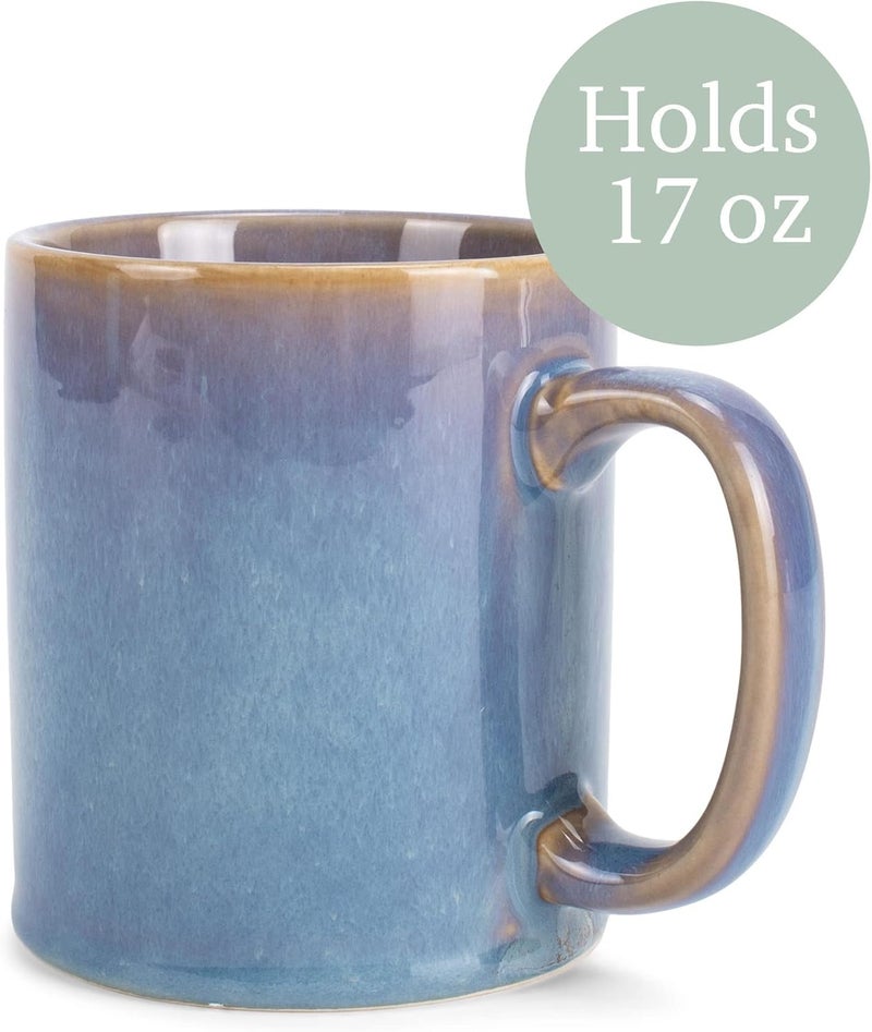 Elanze Designs Reactive 17 ounce Ceramic Straight Body Mugs Set of 4 Ocean Sunrise - Image 3