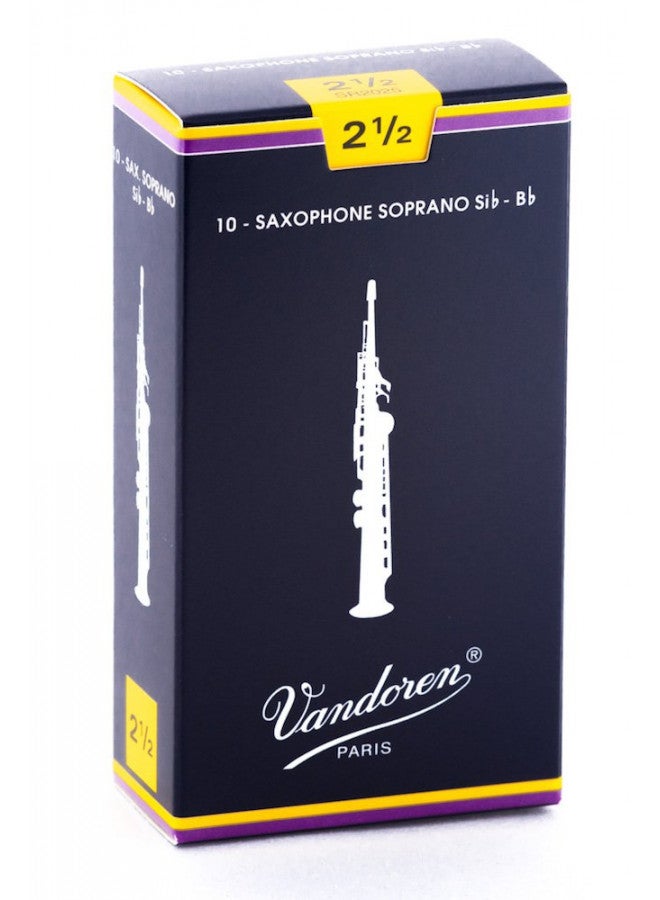Vandoren SR2025 Soprano Sax Traditional Reeds Strength 2.5; Box of 10