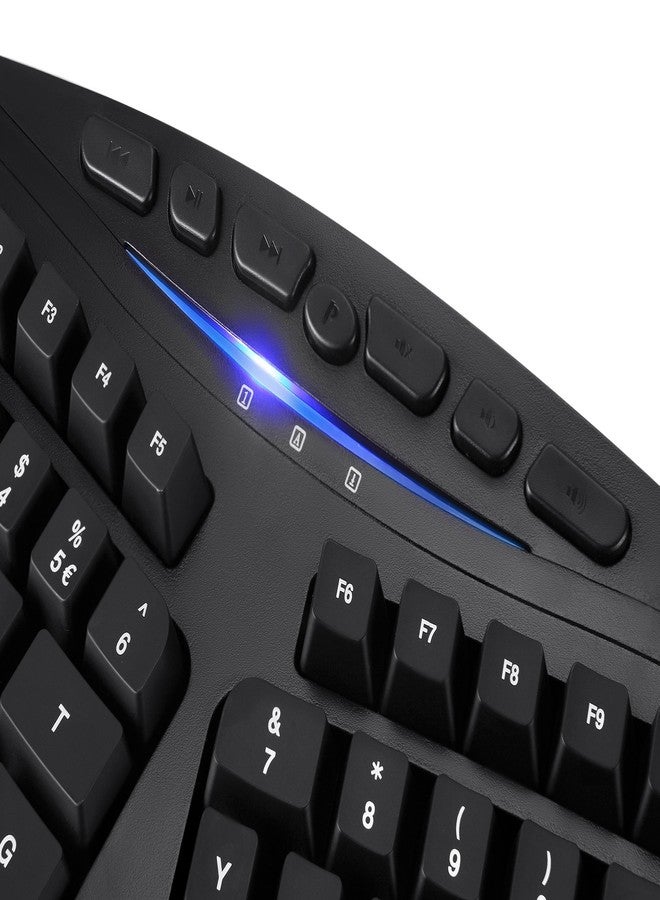Perixx PERIBOARD-312 Ergonomic Backlit Keyboard - Wired USB with 2 Hubs - Natural Ergonomic Split Design - White LED - Black - Image 4