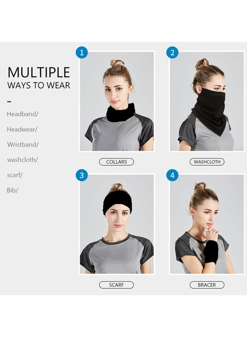 2 Pack Unisex Bandana Face Mask Scarf Balaclava Neck Gaiters Dust Cloth Washable Wind Motorcycle Mask Women Men UV Protection Reusable Breathable Cover Outdoor Cycling Ear Loops Stretchy Rave  - Image 3