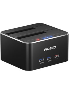 FIDECO Fideco USB 3.0 Dual Bay External Hard Drive Docking Station for 2.5/3.5 Inch HDD/SSD with Hard Drive Duplicator/Offline Clone Function, 16TB, Black, Aluminum  - Image 1