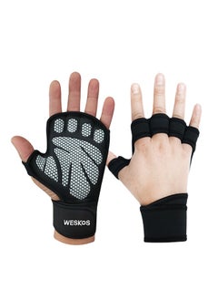 WESKOS Ventilated Workout Gloves Weight Lifting Gloves, with Elastic Wrist Wraps and Open Back, Silicon Padded Weight Lifting Gloves for Fitness and Water Sports, Gym Gloves for Men Women  - Image 1