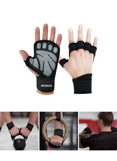 WESKOS Ventilated Workout Gloves Weight Lifting Gloves, with Elastic Wrist Wraps and Open Back, Silicon Padded Weight Lifting Gloves for Fitness and Water Sports, Gym Gloves for Men Women  - Image 2