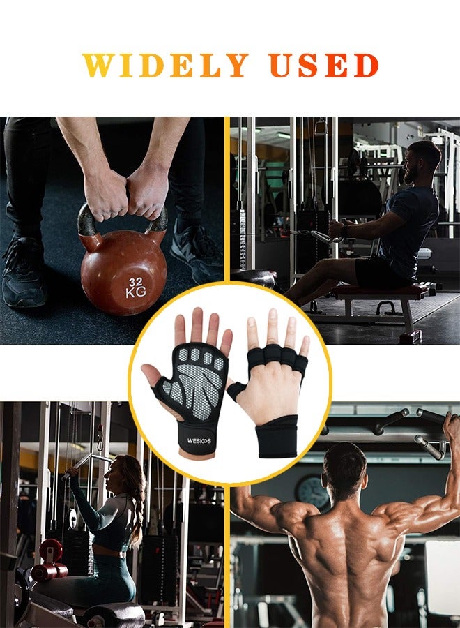 WESKOS Ventilated Workout Gloves Weight Lifting Gloves, with Elastic Wrist Wraps and Open Back, Silicon Padded Weight Lifting Gloves for Fitness and Water Sports, Gym Gloves for Men Women  - Image 3