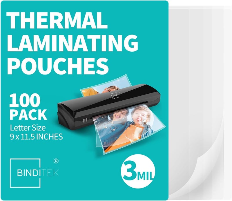 Binditek 100 Pack 3 Mil Thermal Laminating Pouches, 9x11.5 Inches Laminating Sheets, for Letter Size, Ultra Clear, Glossy, Hold 8.5x11 Inches, Heat Seal, Office School Supplies - Image 1