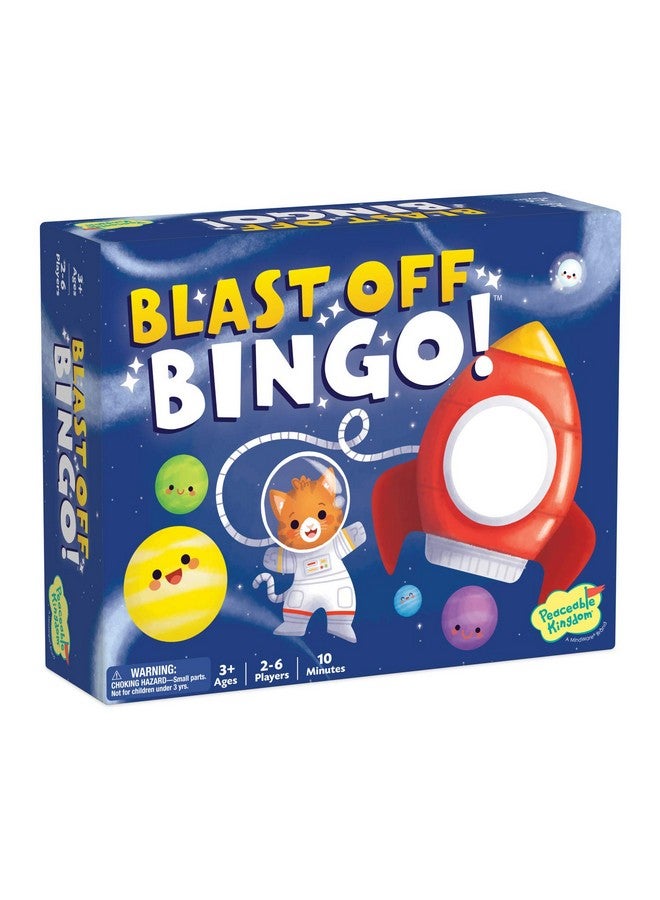 Peaceable Kingdom Blast-Off Bingo: Independent Bingo Game for Kids - Great for Single Players & Groups - 6 Double-Sided Playing Boards - Ages 3 & up - Image 1