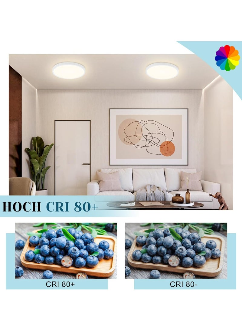 AUTOYSUR مصباح سقف أبيض مقاس 10.6 بوصة، تركيبات إضاءة سقف 24 وات، إضاءة سقف دائرية فائقة النحافة 6500 كلفن لغرفة النوم والمطبخ والمخزن والبدروم - Image 3