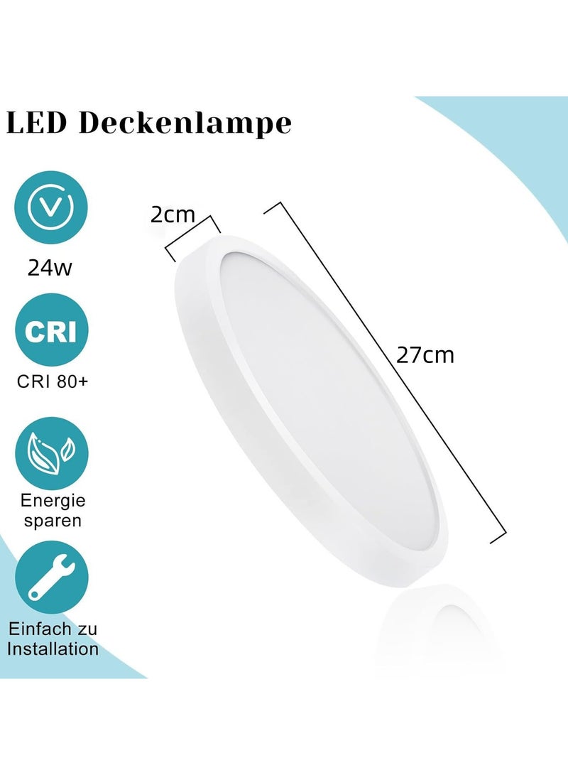 AUTOYSUR مصباح سقف أبيض مقاس 10.6 بوصة، تركيبات إضاءة سقف 24 وات، إضاءة سقف دائرية فائقة النحافة 6500 كلفن لغرفة النوم والمطبخ والمخزن والبدروم - Image 5