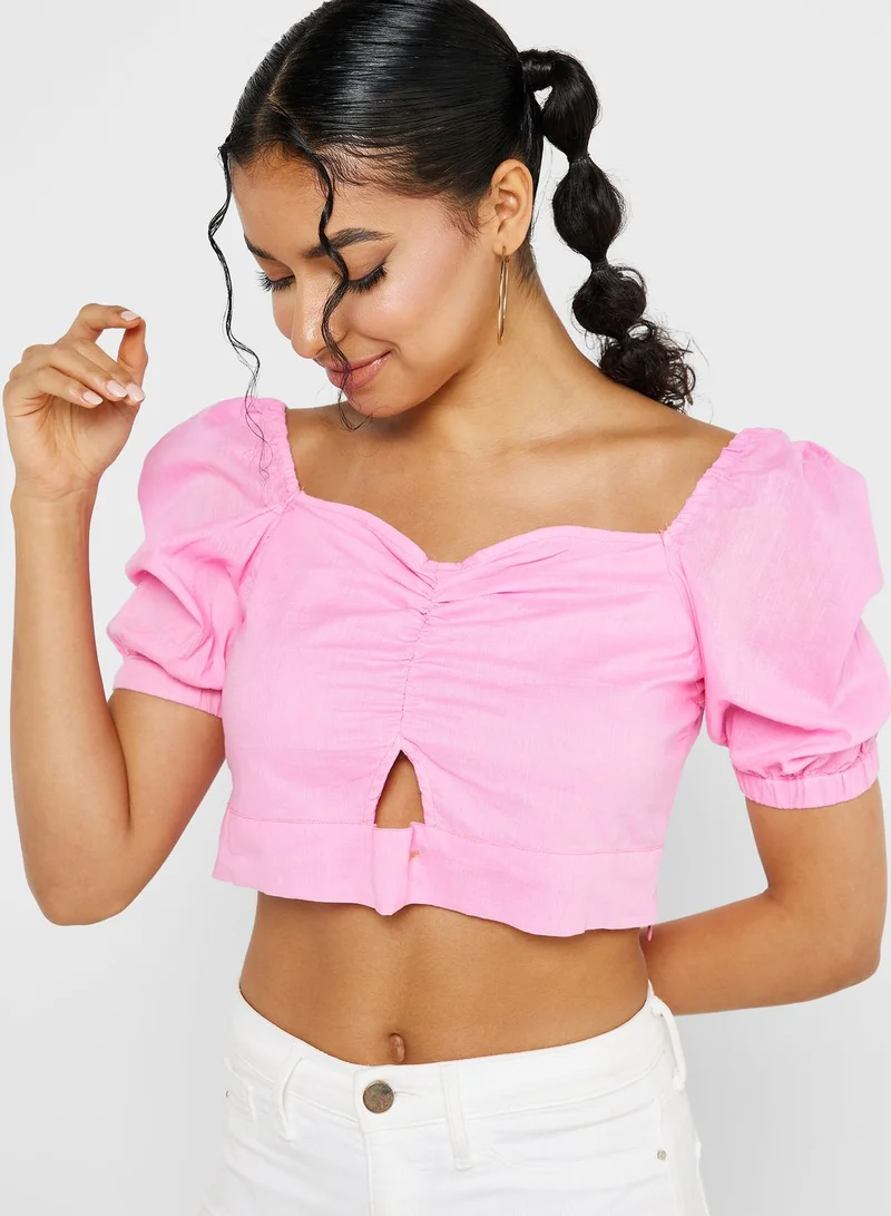 Ginger Puff Sleeves Cropped Blouse