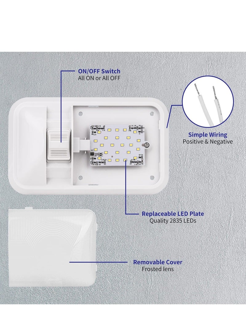 Led RV Ceiling Dome Light,Frosted Interior Lighting ,12V 500LM Single Light Fixture for Trailer, Camper, Truck, Van, Boat ,Natural White 4000-4500K - Image 3
