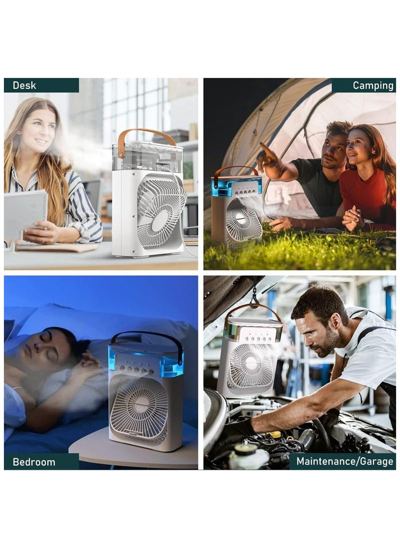 Portable Mist Sprinkler Fan With 5 Water Outputs And 3 Speeds And 7 Different LEDs Light Colours 600ml Capacity