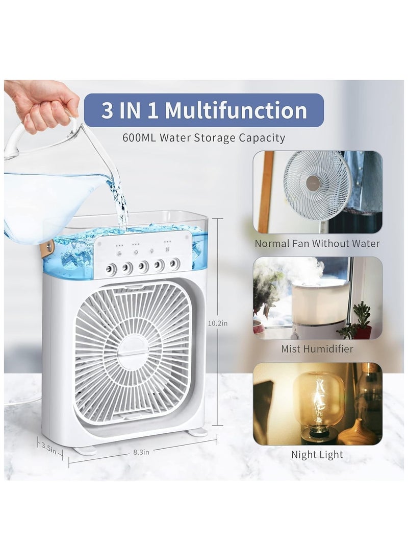 Portable Mist Sprinkler Fan With 5 Water Outputs And 3 Speeds And 7 Different LEDs Light Colours 600ml Capacity