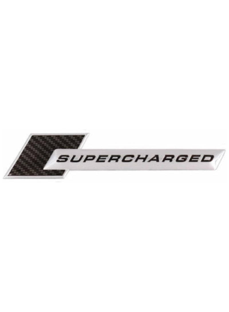 SOLDOUT 3D Metal Car Letter Fender SUPERCHARGED Emblem Side Rear Tail Trunk Decals Emblem Badge Logo Sticker Decal Styling Auto Accessories (Black & Silver - Carbon Fiber) - Image 1