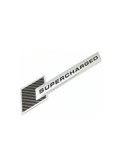 بيعتكلها 3D سيارة معدنية حرف الحاجز SUPERCHARGED شعار الجانب الخلفي الذيل الجذع الشارات شعار شارة شعار ملصق مائي التصميم اكسسوارات السيارات (أسود وفضي - ألياف الكربون)  - Image 2
