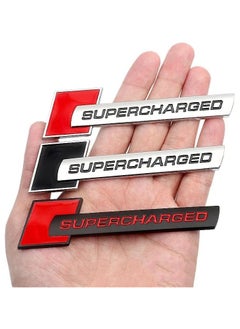 بيعتكلها 3D سيارة معدنية حرف الحاجز SUPERCHARGED شعار الجانب الخلفي الذيل الجذع الشارات شعار شارة شعار ملصق مائي التصميم اكسسوارات السيارات (أسود وفضي - ألياف الكربون)  - Image 4