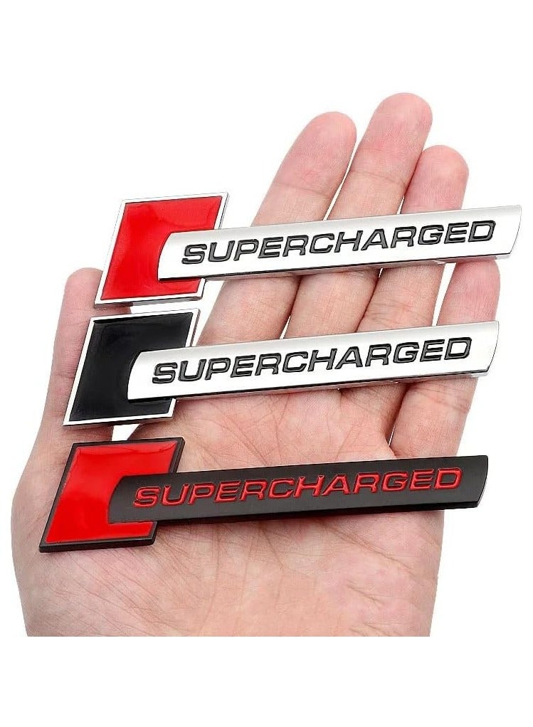 SOLDOUT 3D Metal Car Letter Fender SUPERCHARGED Emblem Side Rear Tail Trunk Decals Emblem Badge Logo Sticker Decal Styling Auto Accessories (Black & Silver - Carbon Fiber) - Image 4