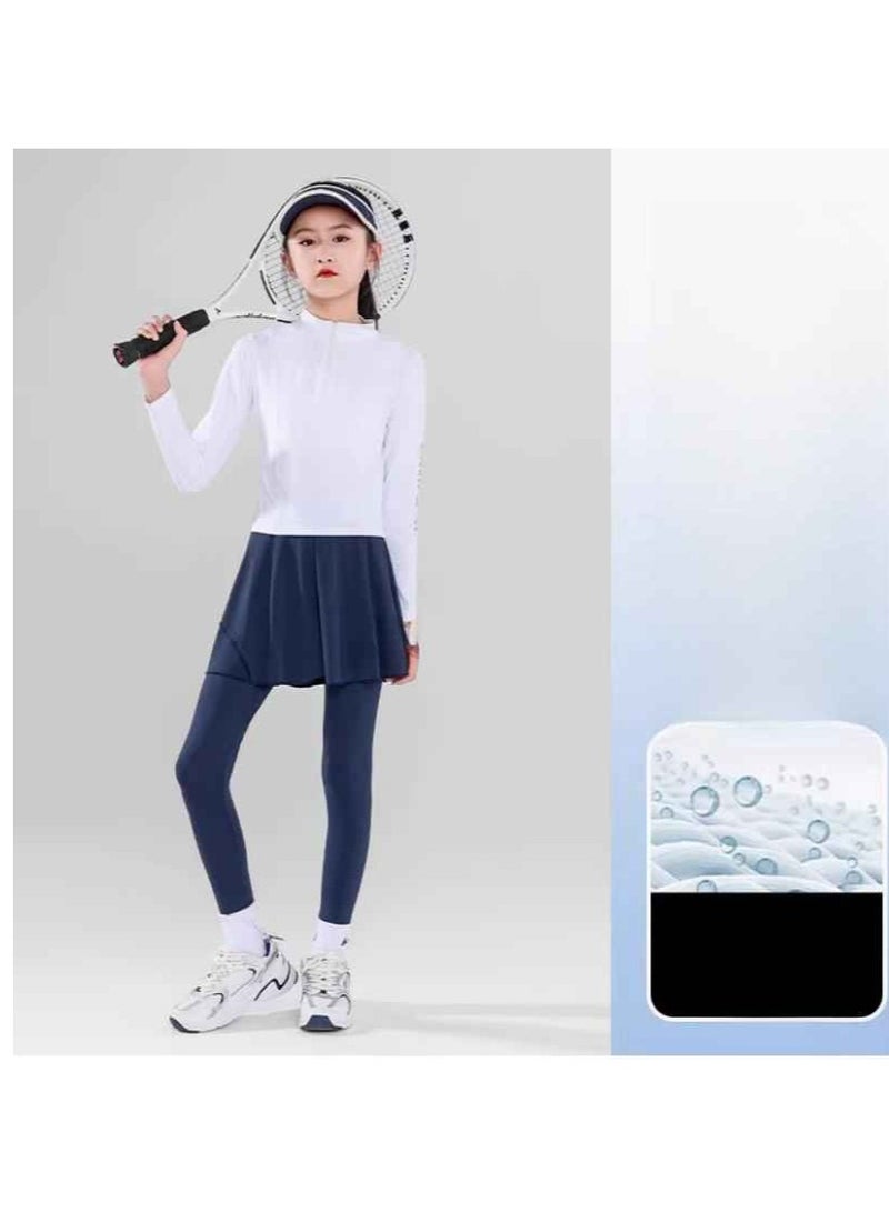 Children's Quick Drying Clothes Yoga Badminton Tennis Training Hooded Long Sleeved Sports Suit  - Image 1