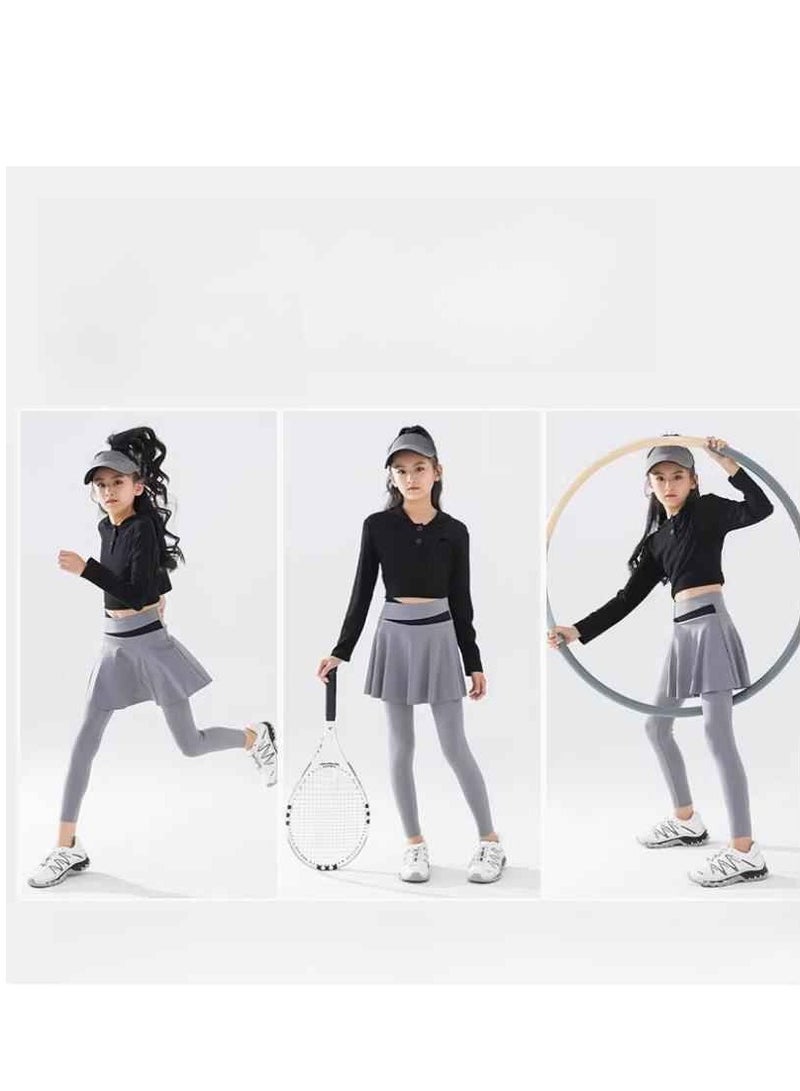 Children's Quick Drying Clothes Yoga Badminton Tennis Training Hooded Long Sleeved Sports Suit  - Image 4
