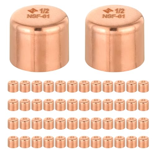 HeSun 50Pack HeSun Copper Fittings 12Inch Copper End Cap Plug with Sweat Solder ConnectionCOPPER020 - Image 1