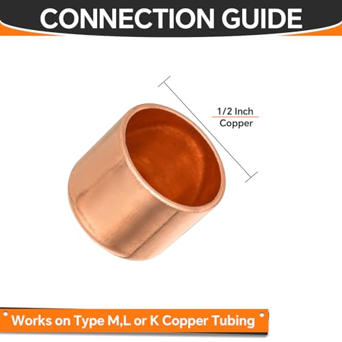 HeSun 50Pack HeSun Copper Fittings 12Inch Copper End Cap Plug with Sweat Solder ConnectionCOPPER020 - Image 3