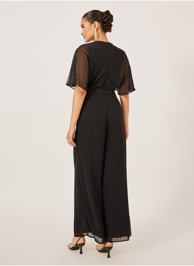 Styli Textured Dobby V-Neck Jumpsuit  - Image 5